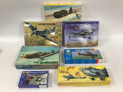 Lot 434 - Seven plastic model military aircraft kits by...