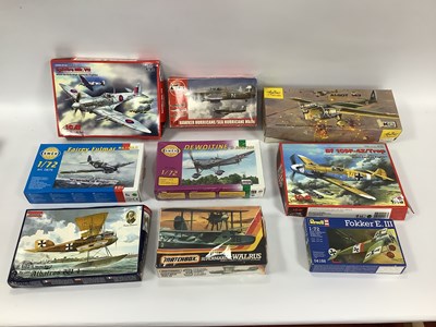 Lot 361 - Nine plastic model military aircraft kits by...