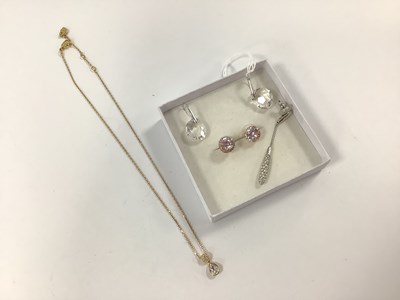Lot 220 - Swarovski; A Pair of Faceted Drop Earrings, to...