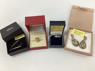 Lot 170 - Modern QVC TOVA CZ Drop Earrings, of openwork...
