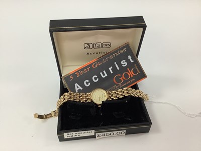Lot 285 - Accurist; A 9ct Gold Cased Ladies Wristwatch,...