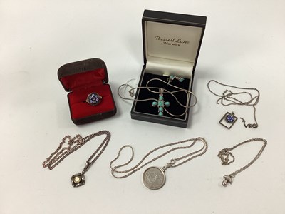 Lot 171 - A "925" Turquoise Set Cross Pendant, on smooth...
