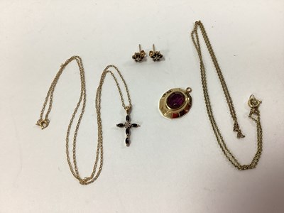 Lot 106 - A Dainty Cross Pendant, claw set stamped "9k",...