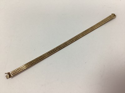 Lot 165 - A Texture Flat Link Bracelet, to snap clasp,...