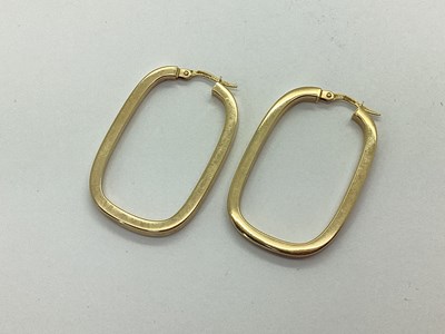 Lot 159 - A Pair of Hollow Rectangular Hoop Earrings,...