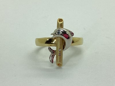 Lot 48 - An Unusual Dolphin Dress Ring, with inset...