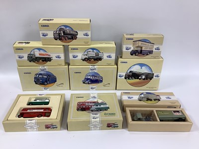 Lot 443 - Eleven Corgi diecast model buses and...