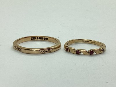 Lot 44 - A Narrow 9ct Gold Band, of irregular shape,...