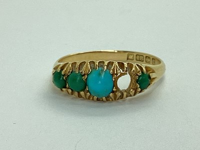 Lot 39 - A Victorian Style 18ct Gold Turquoise Set Ring,...