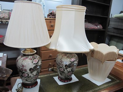 Lot 1559 - A Pair of Large Satsuma-Style Lamps, featuring...