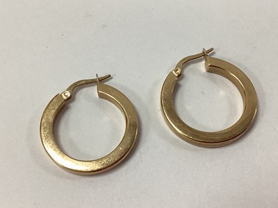 Lot 153 - A Pair of Hollow Hoop Earrings, stamped "375",...