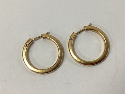 Lot 150 - A Pair of Hollow Hoop Earrings, stamped "375",...