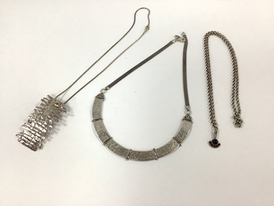 Lot 221 - A Statement Panel Style Necklace, of hammered...