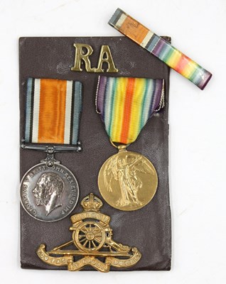 Lot 592 - WWI Royal Artillery Medal Duo, British War...