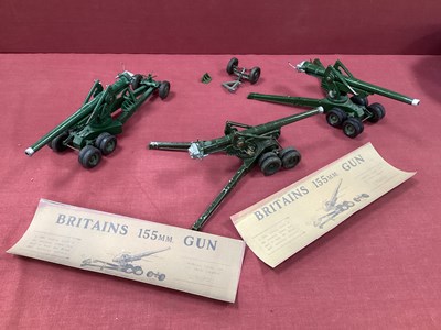 Lot 600 - Three Britains 150mm Guns, often Playworn and...
