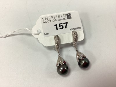 Lot 157 - A Pair of Modern 14ct White Gold Diamond and...