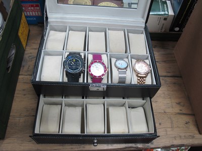 Lot 1099 - A Faux Leather Two-tier Watch Display Box,...