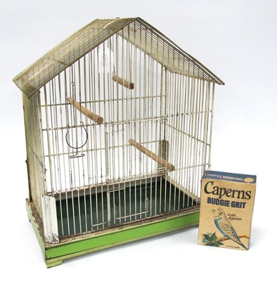 Lot 1412 - An Early 1900s Metal Birdcage, with wooden...