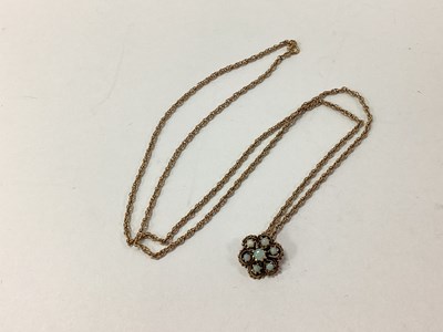 Lot 104 - An Edwardian Style Opal Set Cluster Pendant,...