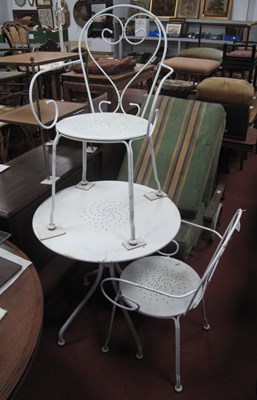 Lot 1483 - White Painted Metal Circular Patio Table,...