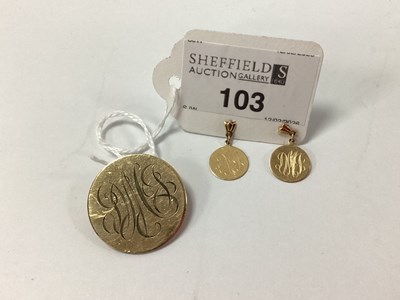 Lot 103 - A Pair of Dainty Disc Drop Earrings, scroll...