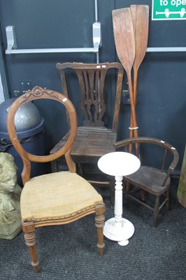 Lot 1458 - A Pair of Oars, three chairs, painted stand.