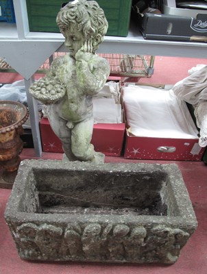 Lot 1421 - Concrete Gardon Cherub holding a basket of...