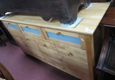 Lot 1555 - Modern Light Wood Chest of Eleven Varying...