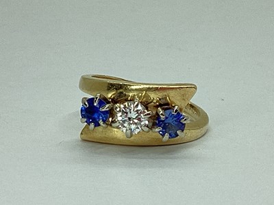Lot 38 - An American Diamond Set Three Stone Ring, claw...