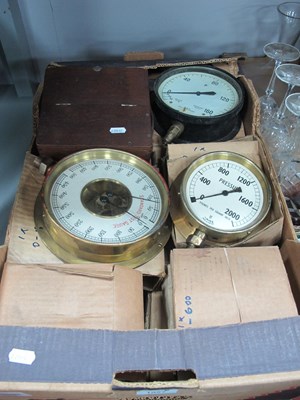Lot 1027 - Quantity of Vintage Metal and Brass Gauges,...