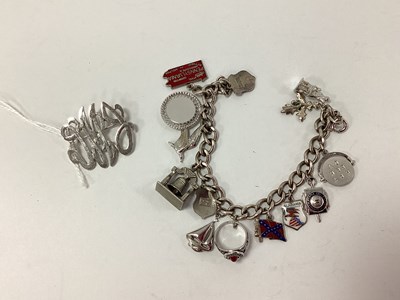 Lot 178 - A Curb Link Charm Bracelet, suspending...