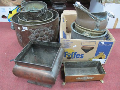Lot 1271 - Brass and Copper Planters, urn, etc.