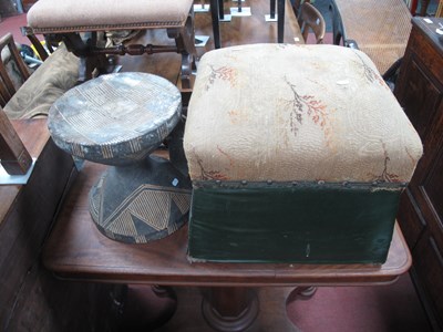 Lot 1486 - 1930s Butter Box Turned into a Stool, carved...