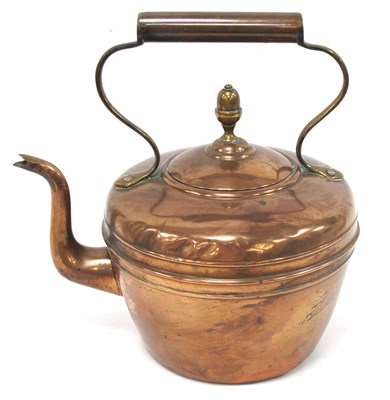 Lot 1417 - A Large Vintage Copper Kettle, with curved...