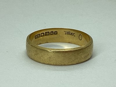 Lot 65 - An 18ct Gold Plain Wedding Band, (finger size P).