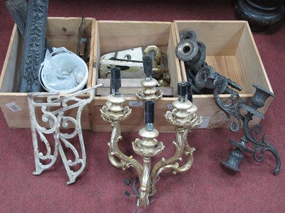 Lot 1277 - Six Branch Ceiling Light, plated candlestick...