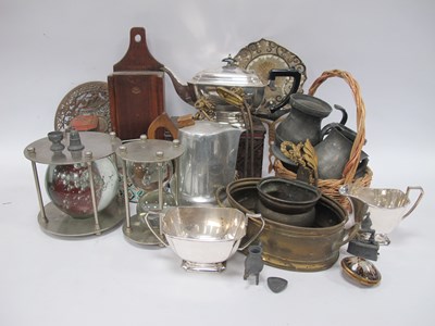 Lot 1257 - Plated Three Piece Tea Service, pewter...