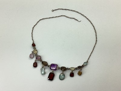 Lot 119 - A Vintage Multi Gem Set Drop Necklace,...