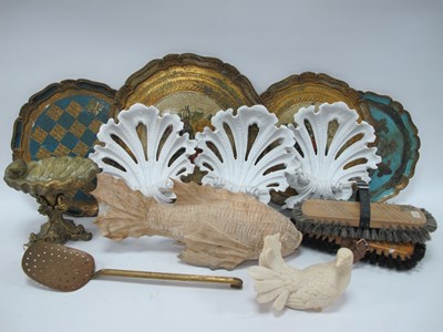 Lot 1256 - Graduated Trays, shell plates, wooden fish,...