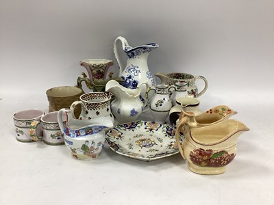 Lot 1141 - XIX Century Ceramic Jugs, armorial plate, etc:-...