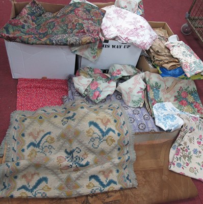 Lot 1270 - Large Quantity of Fabric, cushions, quilt, etc:...