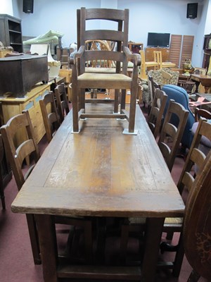 Lot 1573 - Oak Farmhouse Draw Leaf Table, on square...
