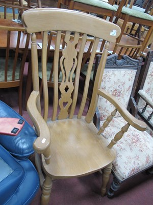 Lot 1581 - XIX Century Style Beech Armchair, with a...