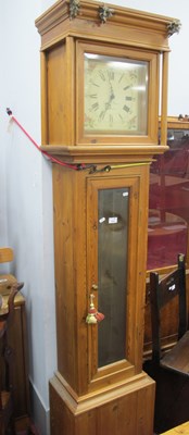 Lot 1604 - Pine White Dial Three Brass Weight Longcase...