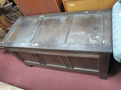 Lot 1588 - XVII Century Joined Oak Coffer, with three...