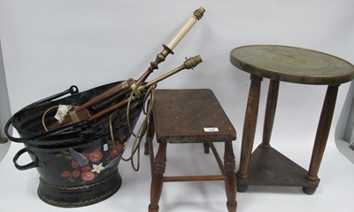 Lot 1098 - Rectangular Topped Stool, on turned splayed...