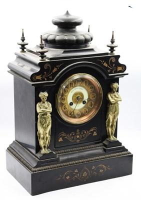 Lot 1332 - Manoah Rhodes & Son, Paris Black Slate Mantle...