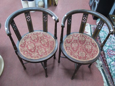 Lot 1576 - A Pair of Edwardian Inlaid Mahogany Tub Chairs,...