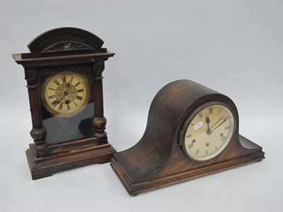 Lot 1434 - Oak Dome Cased Mantle Clock, with Westminster...