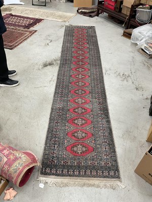 Lot 1534 - Middle Eastern Wool Tasselled Runner, with a...